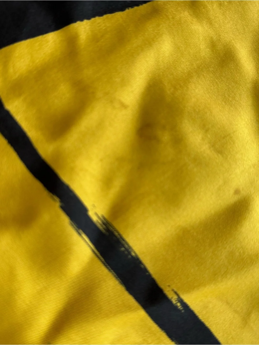 Vintage Lord & Taylor Yellow Black Brushstroke Large Square Silk Scarf
